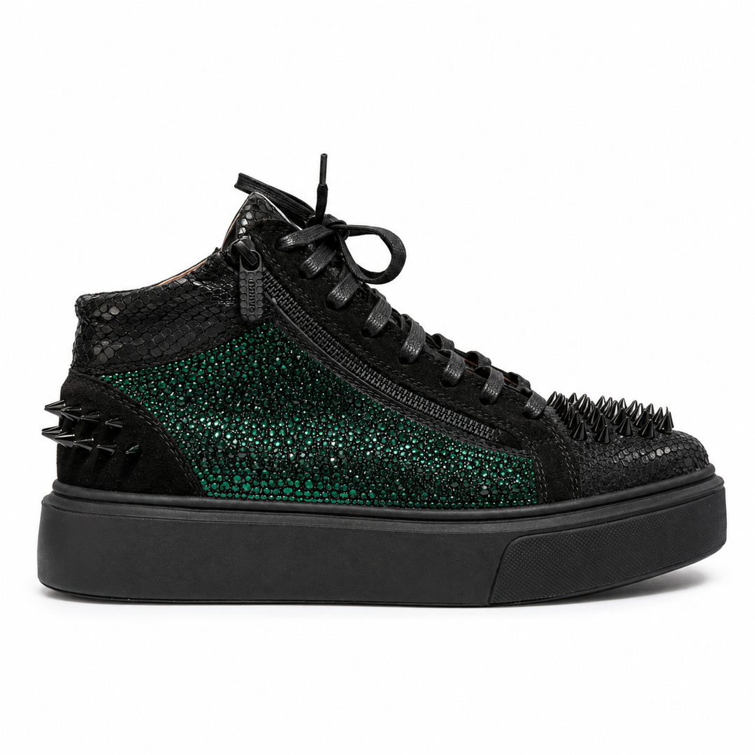Sneakers Hi-Top, Piele, Emerald Noir