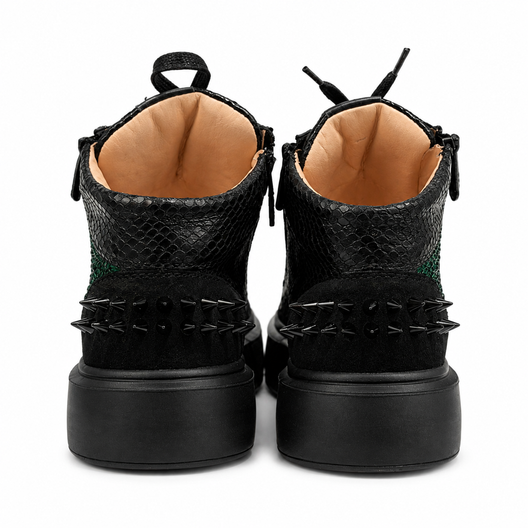 Sneakers Hi-Top, Piele, Emerald Noir