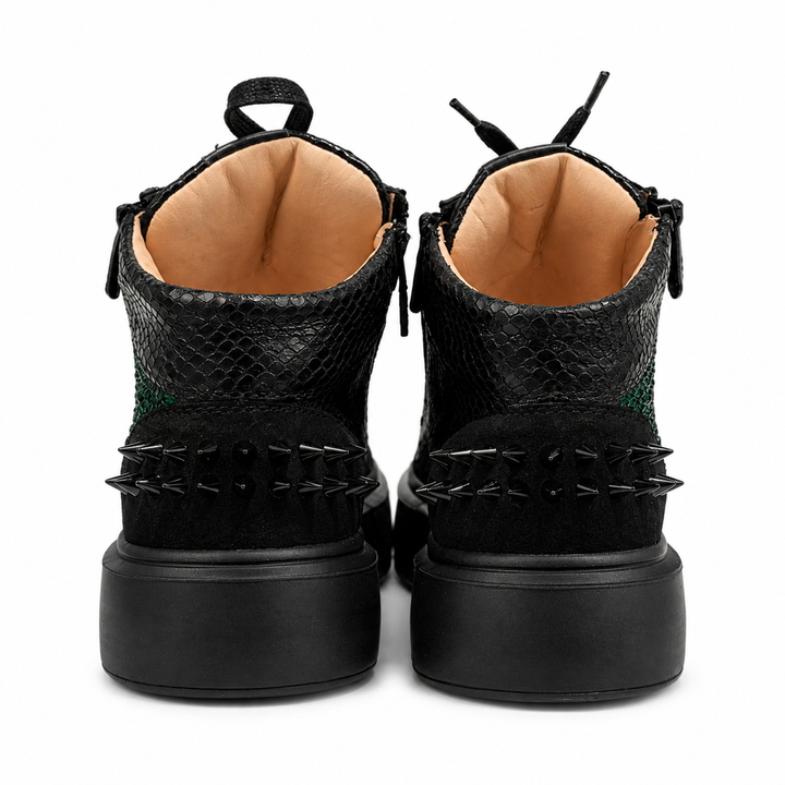 Sneakers Hi-Top, Piele, Emerald Noir