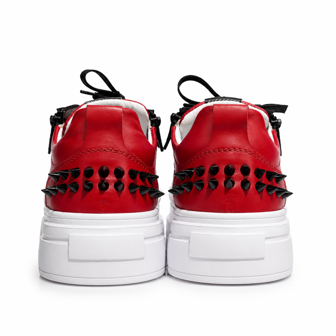 Sneakers Low-Top, Piele, Rosso Nero V2