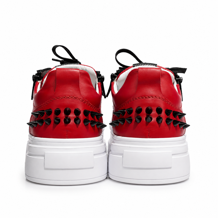 Sneakers Low-Top, Piele, Rosso Nero V2