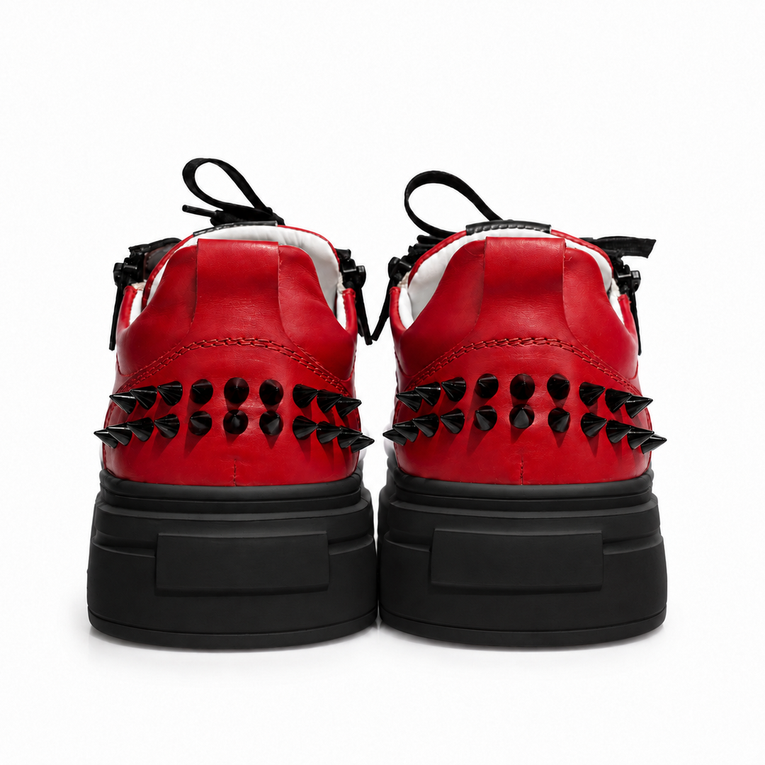 Sneakers Low-Top, Piele, Rosso Nero V2