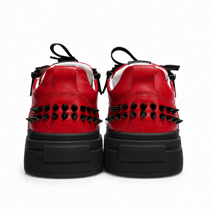 Sneakers Low-Top, Piele, Rosso Nero V2