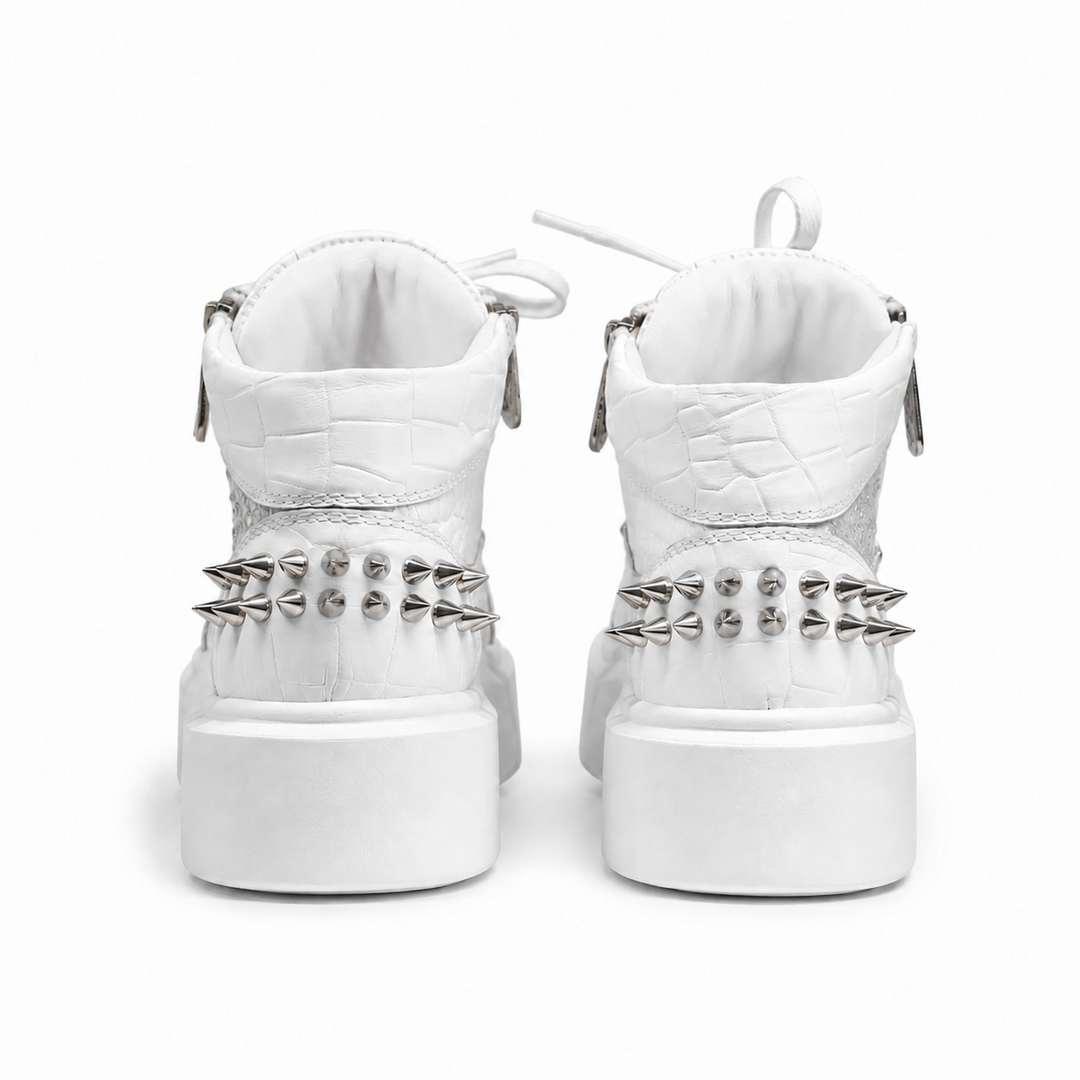 Sneakers Hi-Top, Piele, Cristale, Silver Crystal