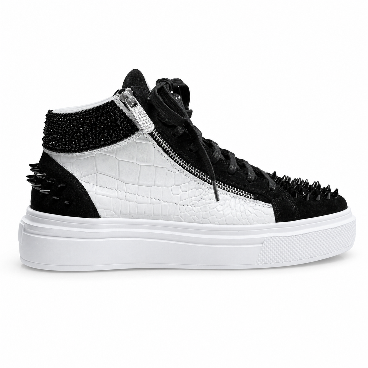 Sneakers Hi-Top, Piele, Cristale, Eclipse Croco Crystal