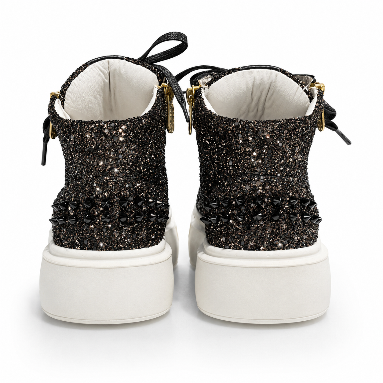 Sneakers Hi-Top, Piele, Cristale, Noir Obsidian Crystal