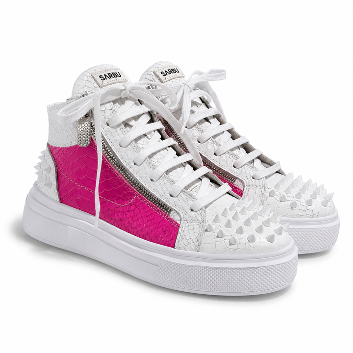 Sneakers Hi-Top, Piele, Neon Touch