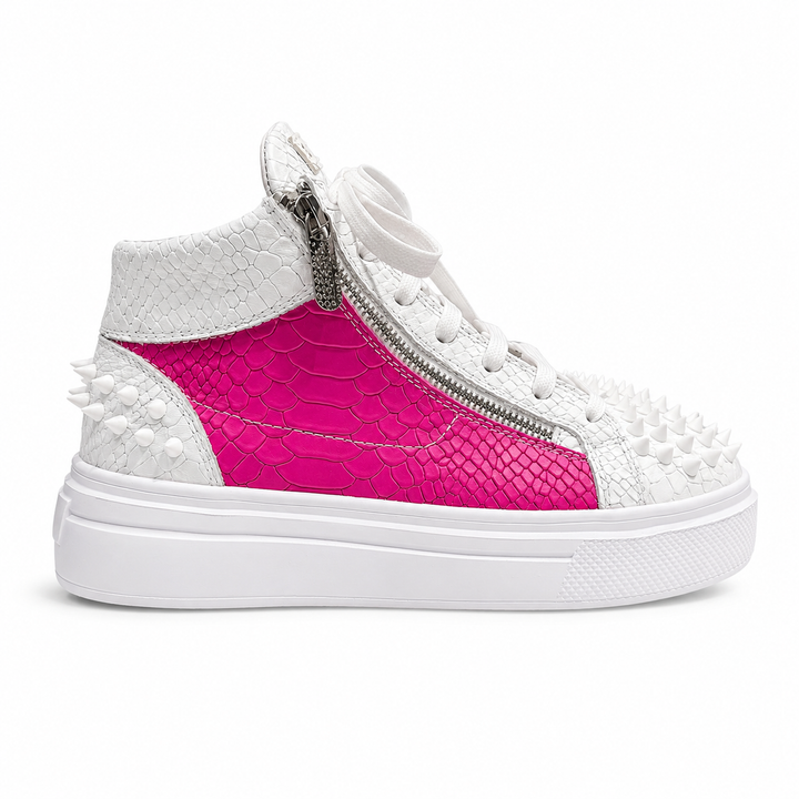 Sneakers Hi-Top, Piele, Neon Touch