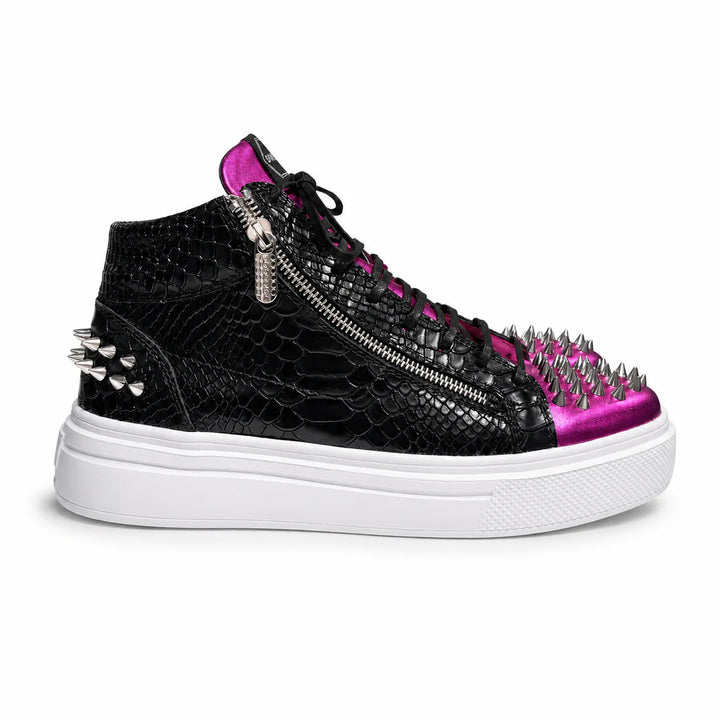 Sneakers Hi-Top, Piele, Metalic Blush