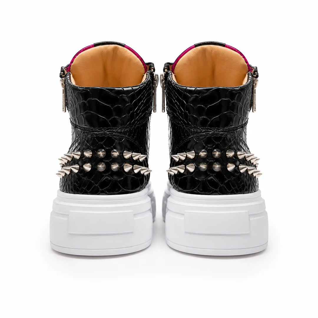Sneakers Hi-Top, Piele, Metalic Blush