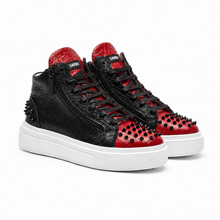 Sneakers Hi-Top, Piele, Obsidian Rouge
