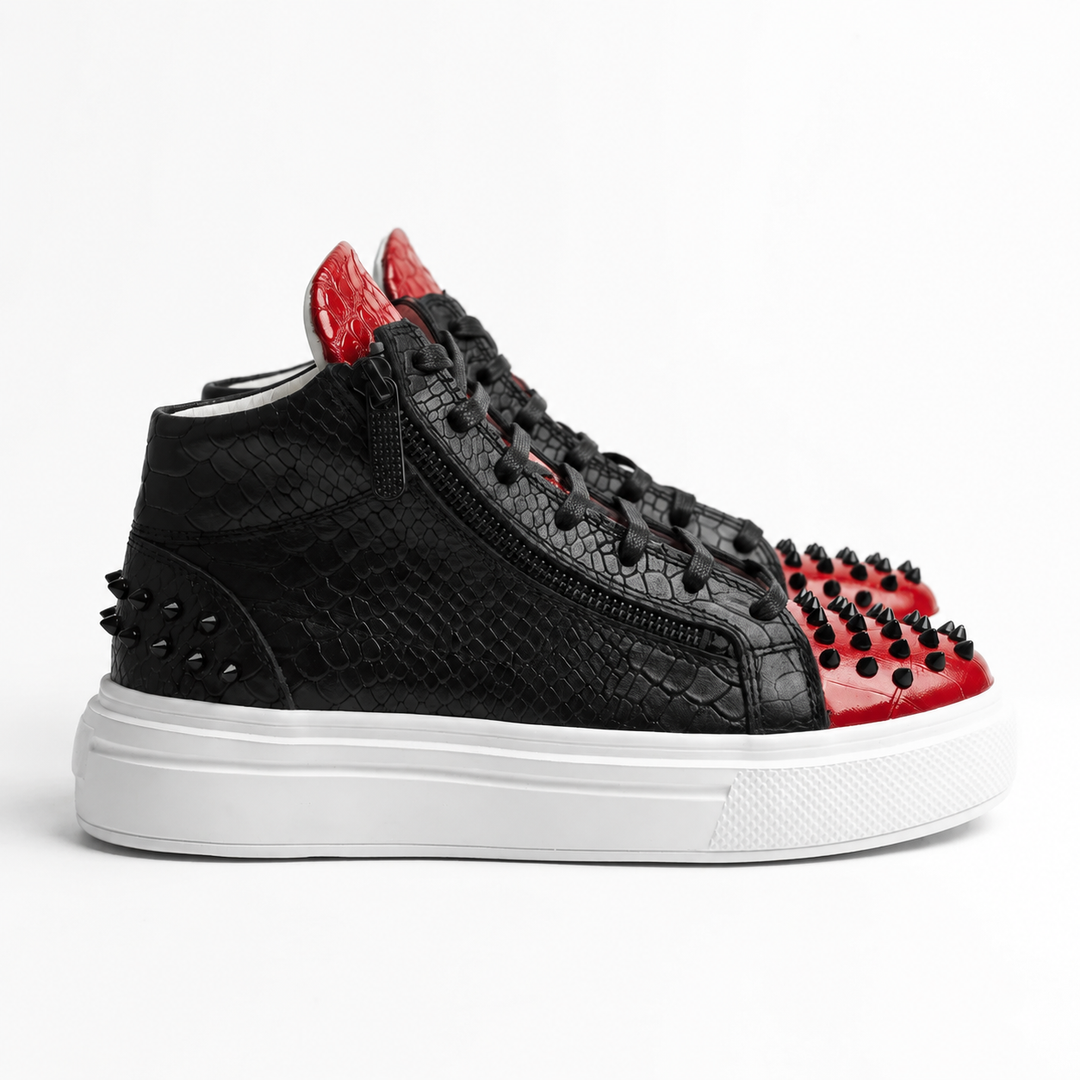 Sneakers Hi-Top, Piele, Obsidian Rouge