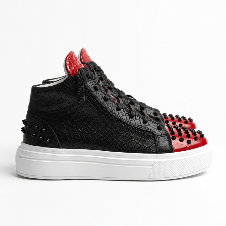 Sneakers Hi-Top, Piele, Obsidian Rouge