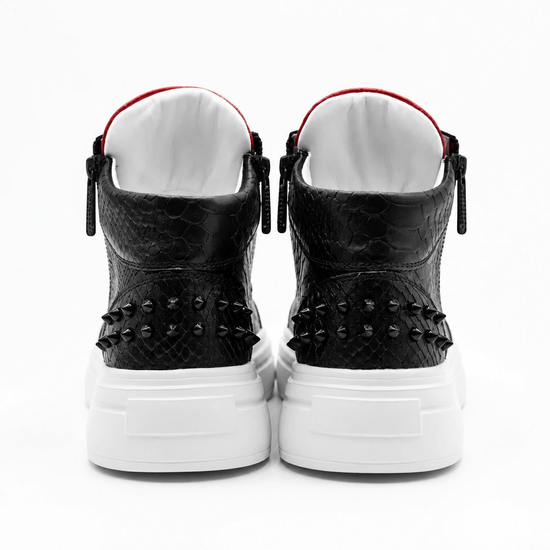 Sneakers Hi-Top, Piele, Obsidian Rouge