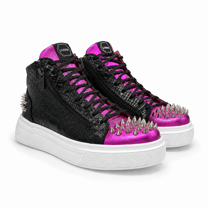 Sneakers Hi-Top, Piele, Metalic Blush