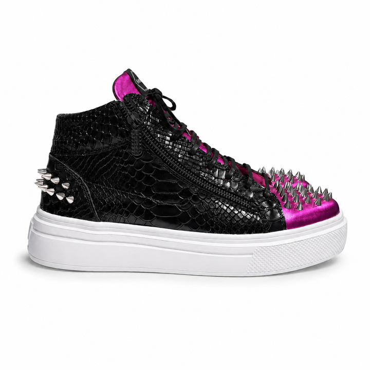 Sneakers Hi-Top, Piele, Metalic Blush