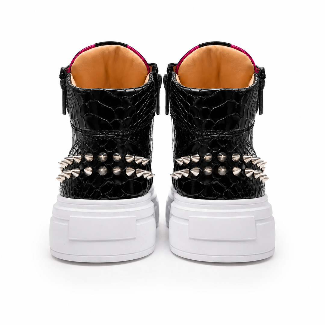 Sneakers Hi-Top, Piele, Metalic Blush