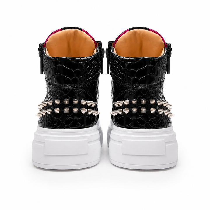 Sneakers Hi-Top, Piele, Metalic Blush