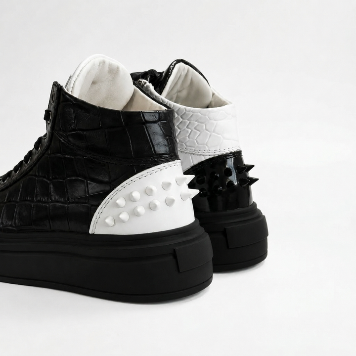 Sneakers Hi-Top, Piele, Black Ivory