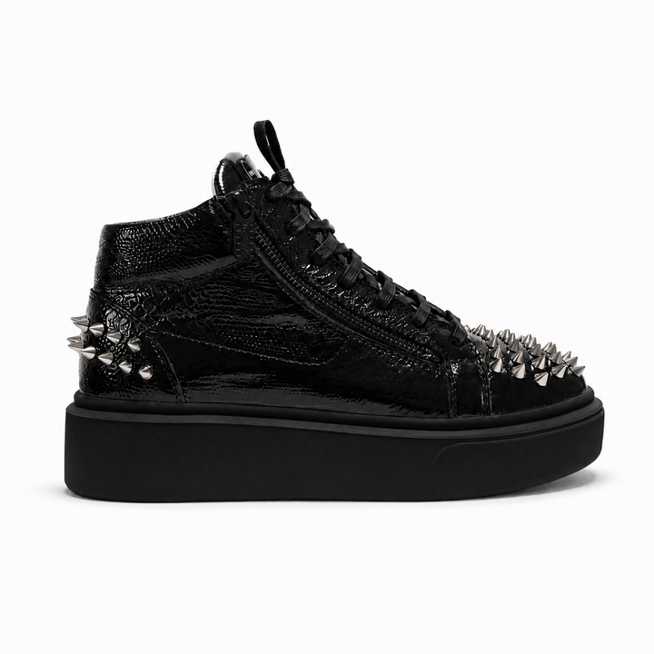 Sneakers Hi-Top, Piele, Noir