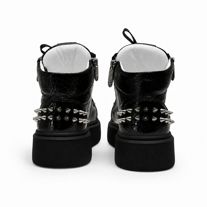 Sneakers Hi-Top, Piele, Noir