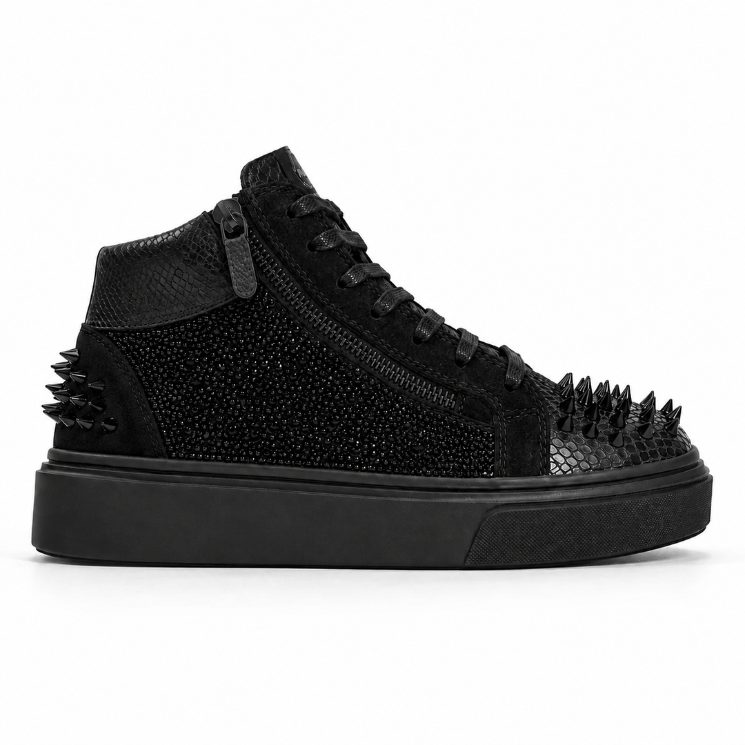 Sneakers Hi-Top, Piele, Cristale, Dark Shine