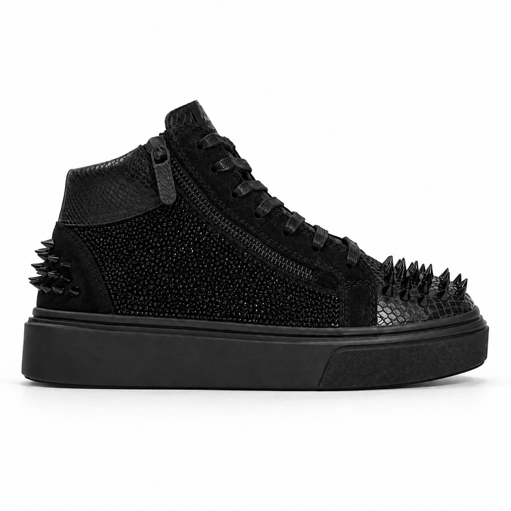 Sneakers Hi-Top, Piele, Cristale, Dark Shine