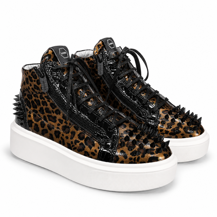 Sneakers Hi-Top, Piele, Leopard