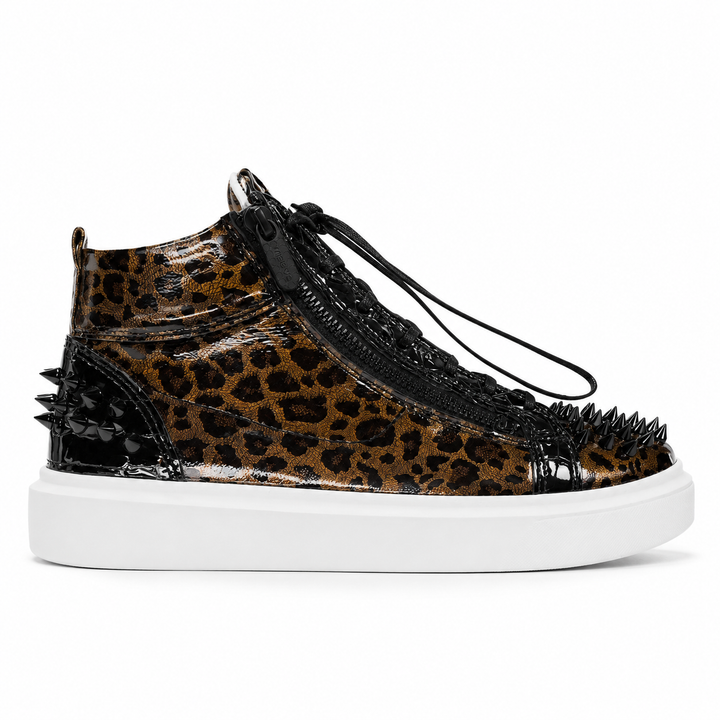 Sneakers Hi-Top, Piele, Leopard