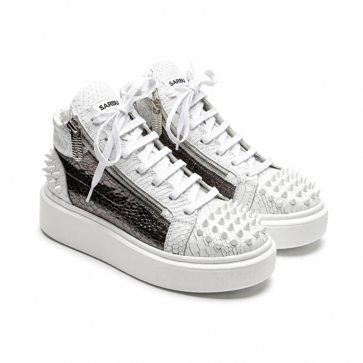 Sneakers Hi-Top, Piele, Crinkled
