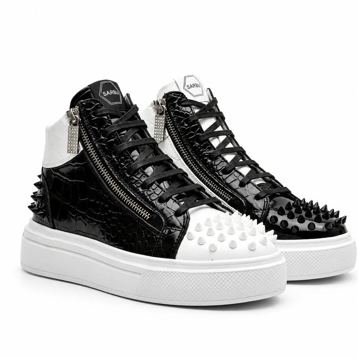 Sneakers Hi-Top, Piele, Black Ivory