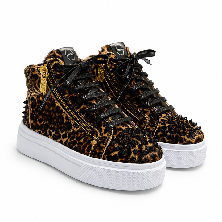 Sneakers Hi-Top, Piele, Leopard Luxe