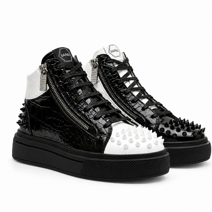 Sneakers Hi-Top, Piele, Black Ivory