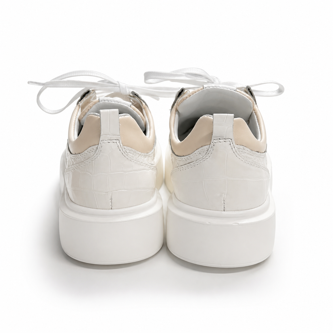 Sneakers Low-Top, Piele, Cream Croco