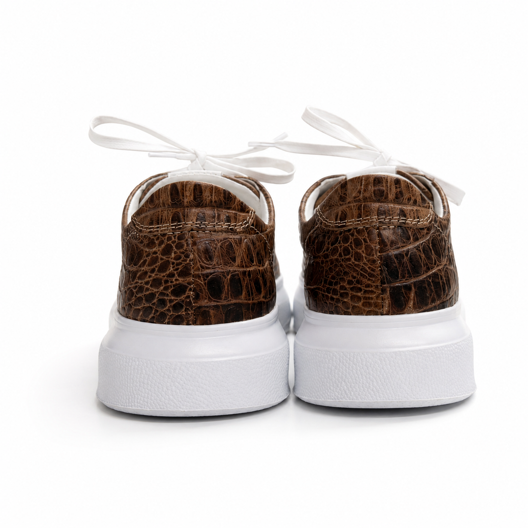 Sneakers Low-Top, Piele, Tobacco Croco