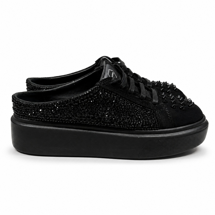 Mule Sneakers, Saboți, Piele, Black Eclipse
