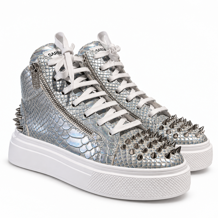 Sneakers Hi-Top, Piele, Frozen Chrome