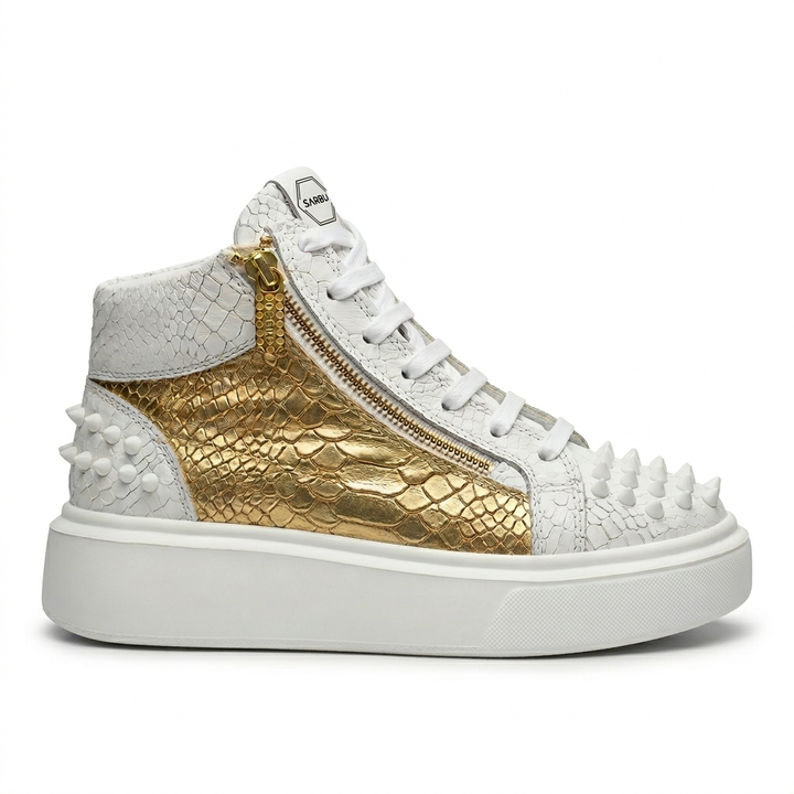 Sneakers Hi-Top, Piele, Golden Edge