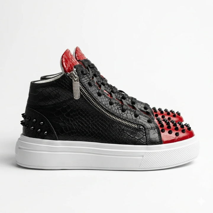 Sneakers Hi-Top, Piele, Obsidian Rouge