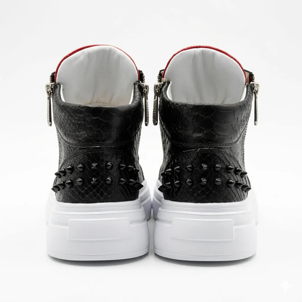 Sneakers Hi-Top, Piele, Obsidian Rouge