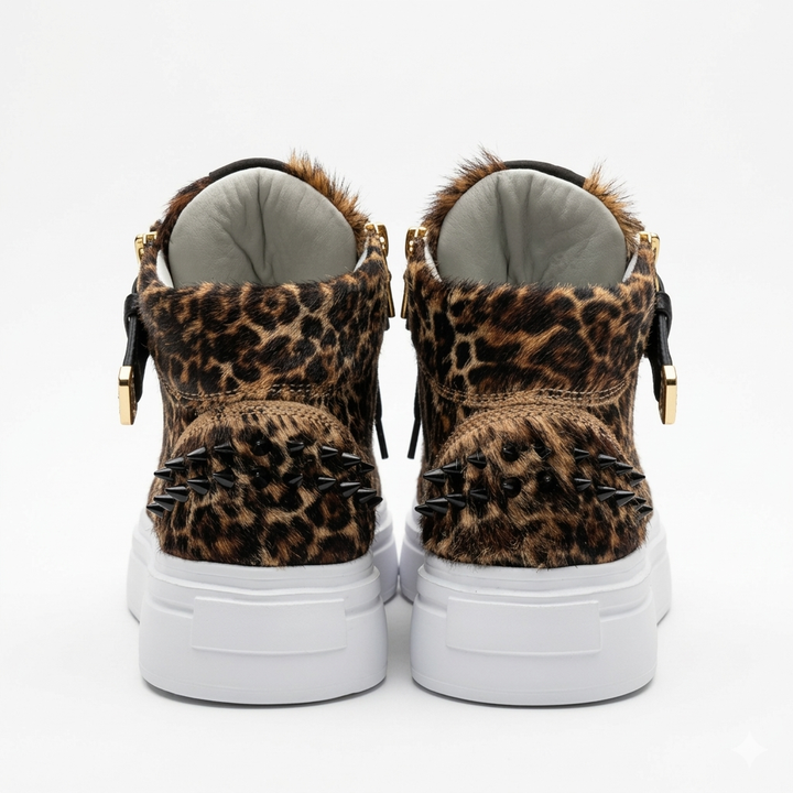Sneakers Hi-Top, Piele, Leopard Luxe