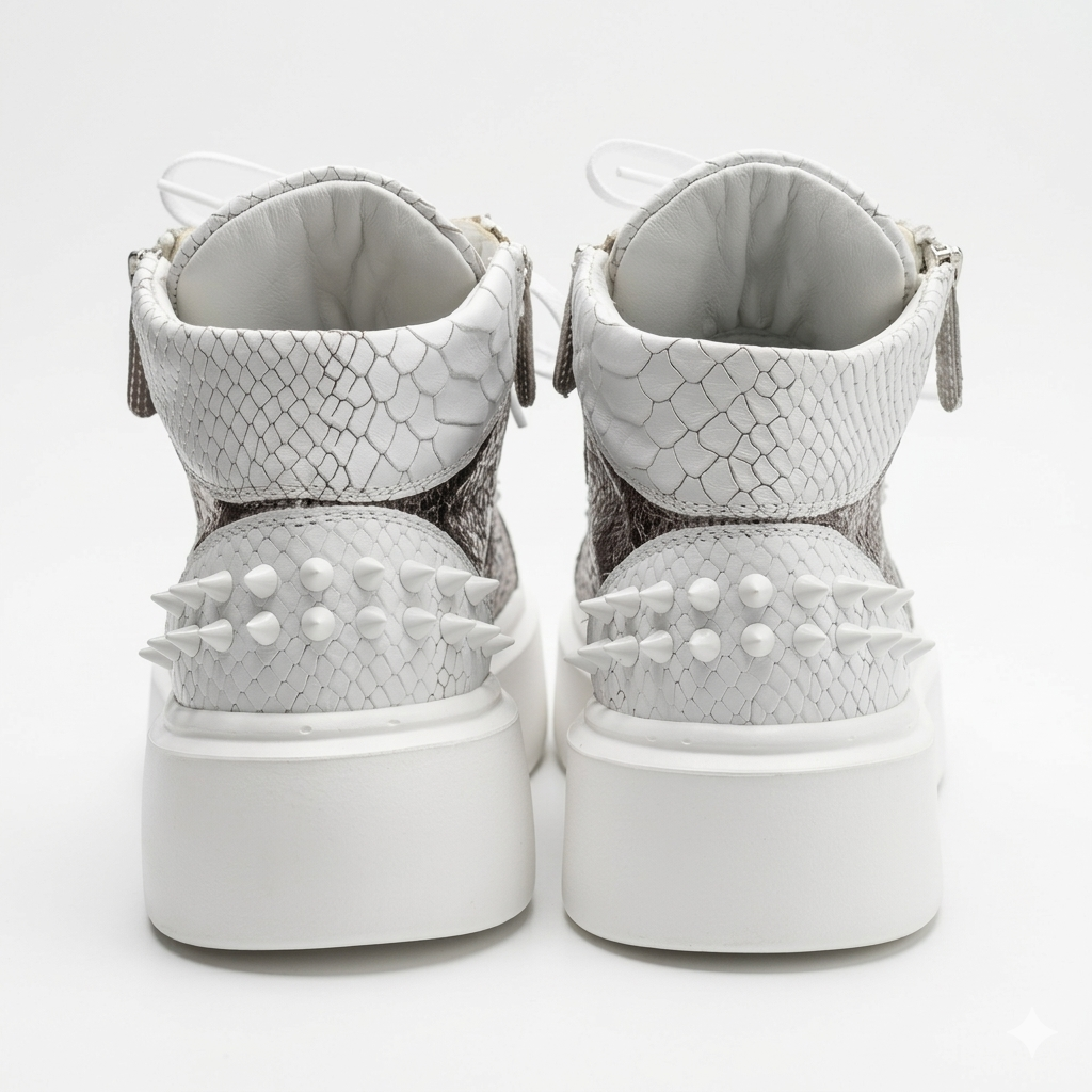Sneakers Hi-Top, Piele, Crinkled