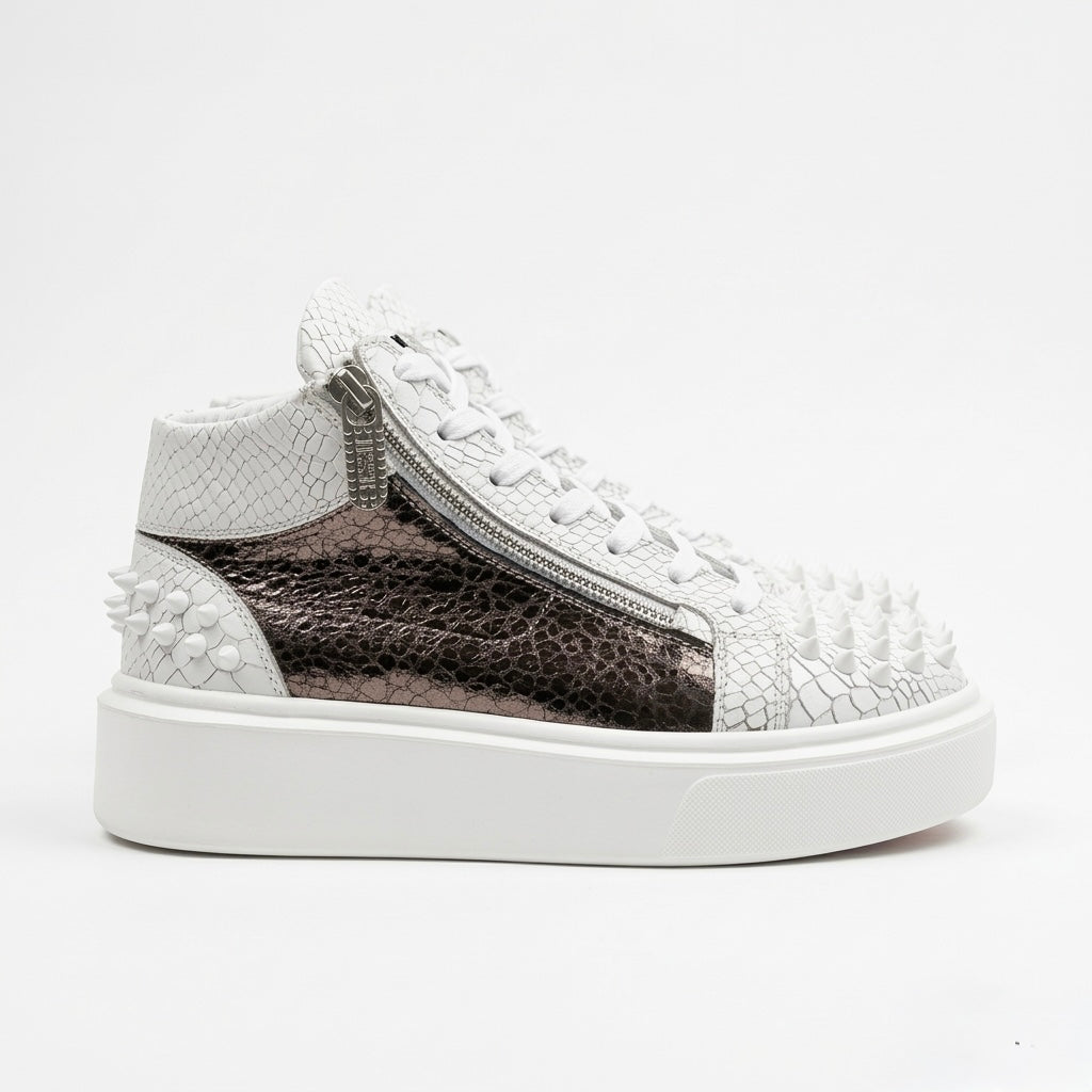 Sneakers Hi-Top, Piele, Crinkled