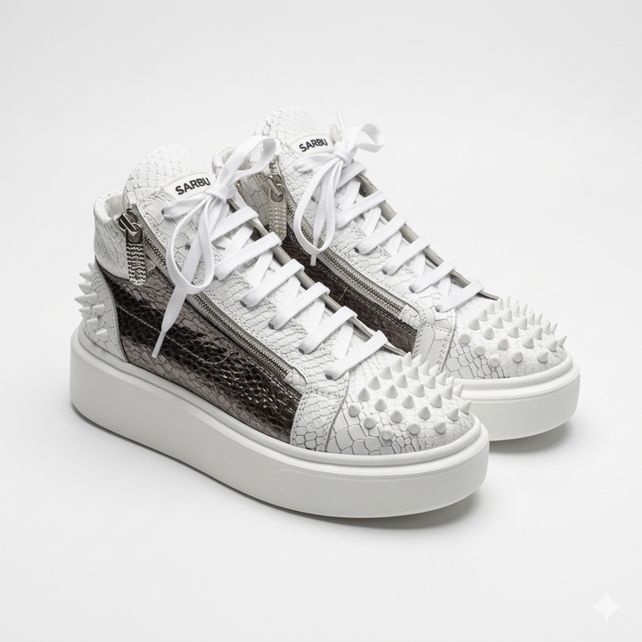Sneakers Hi-Top, Piele, Crinkled