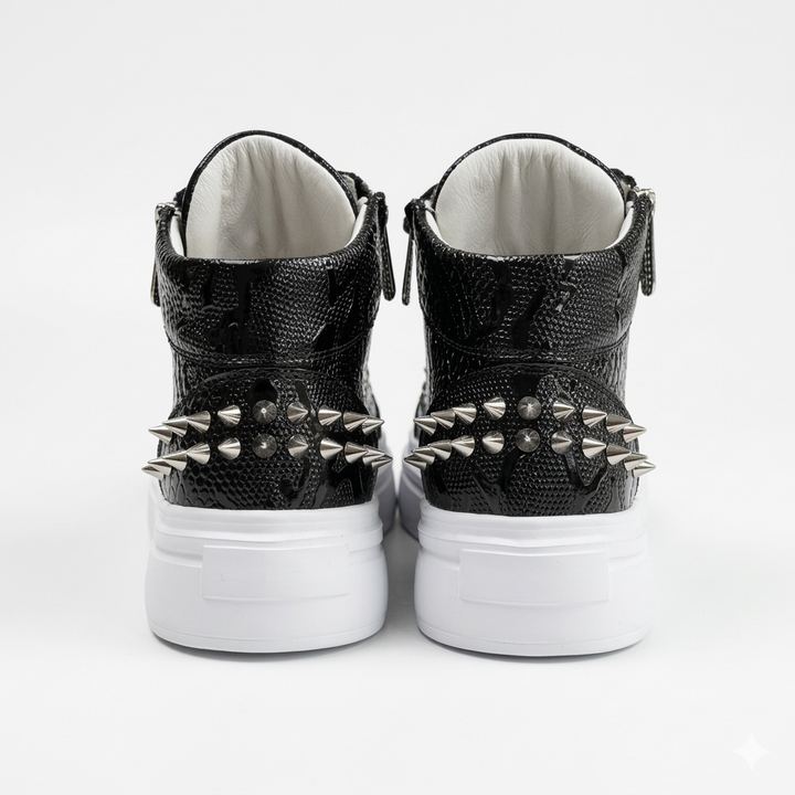 Sneakers Hi-Top, Piele, Noir