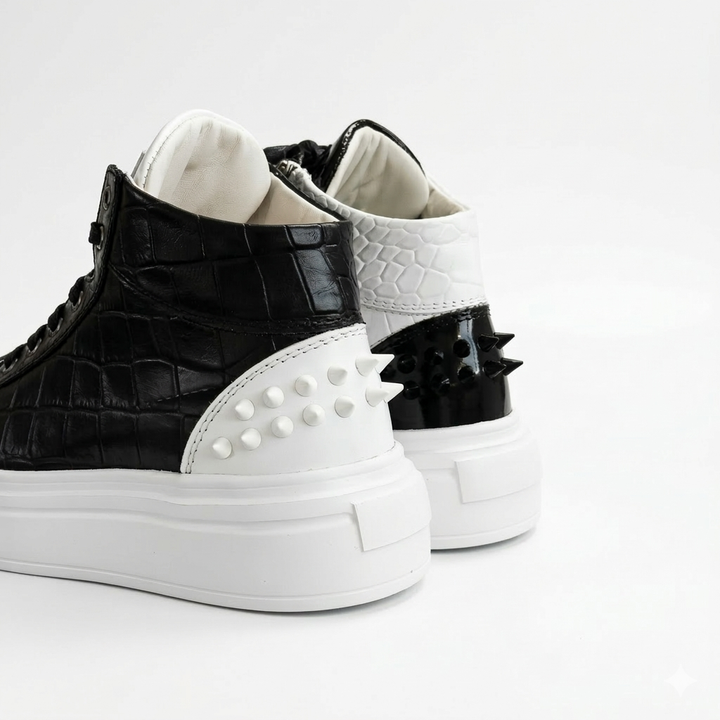 Sneakers Hi-Top, Piele, Black Ivory