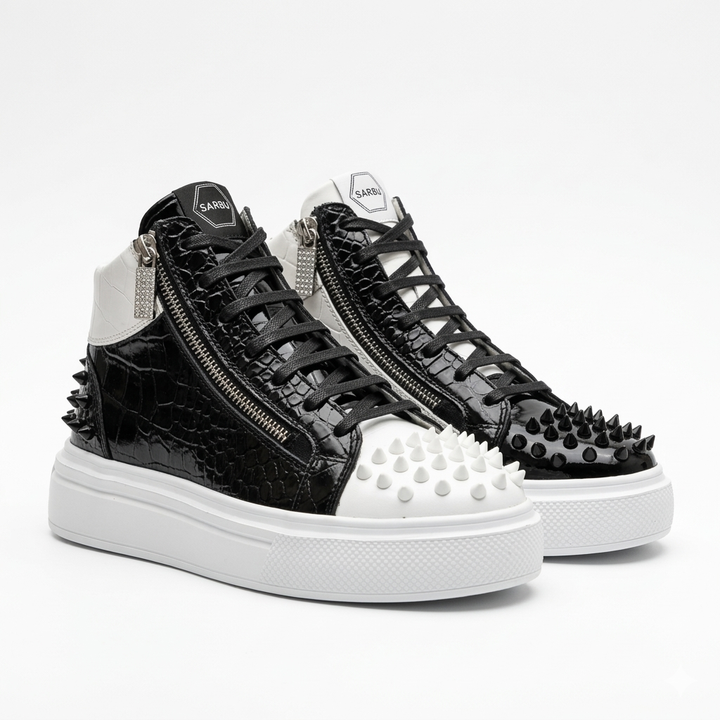 Sneakers Hi-Top, Piele, Black Ivory