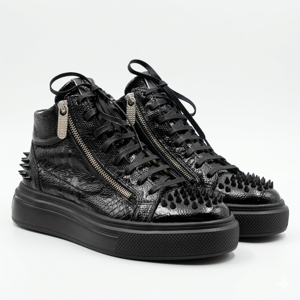 Sneakers Hi-Top, Piele, Black Imperium