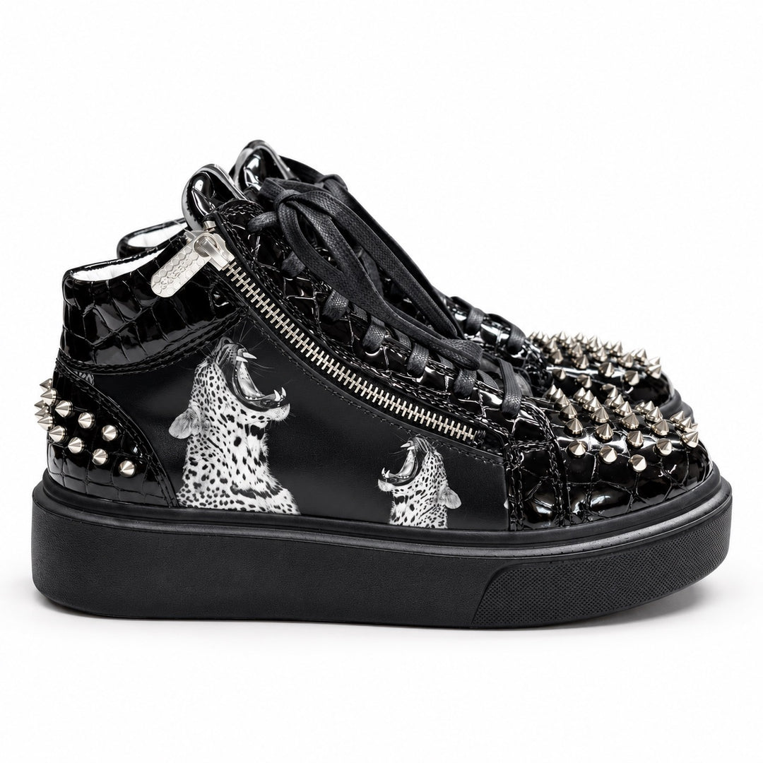 Sneakers Hi-Top, Piele, Wild Noir