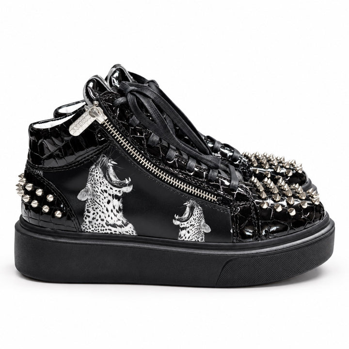 Sneakers Hi-Top, Piele, Wild Noir